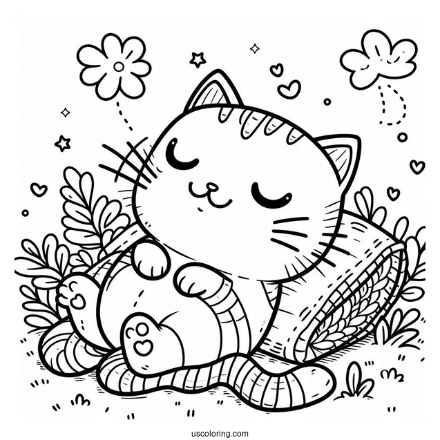 Smiling Critters Coloring Page Of Simple CatNap Outline