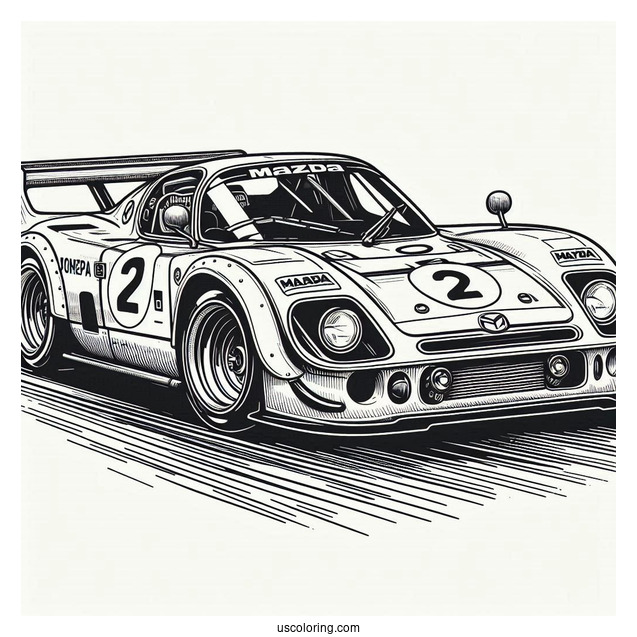 Old School Mazda Race Car Coloring Page