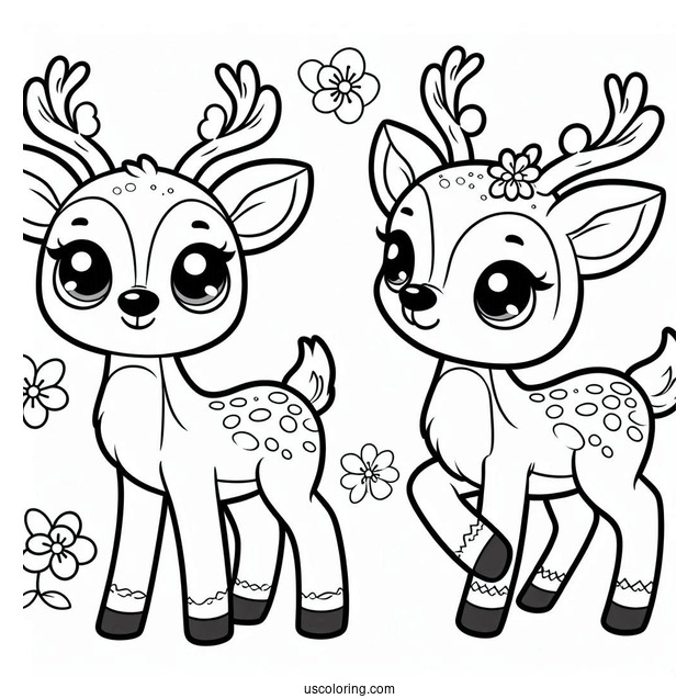 Cartoon Themed Reindeer To Color