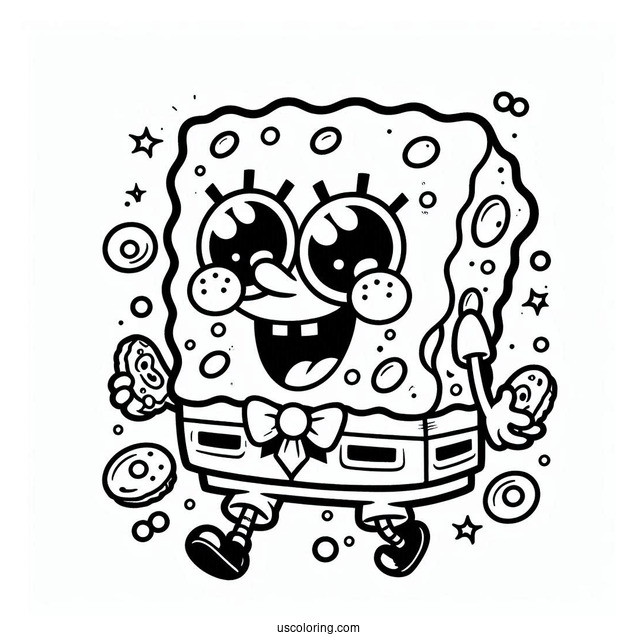 Easy SpongeBob SquarePants Coloring Page For Kids