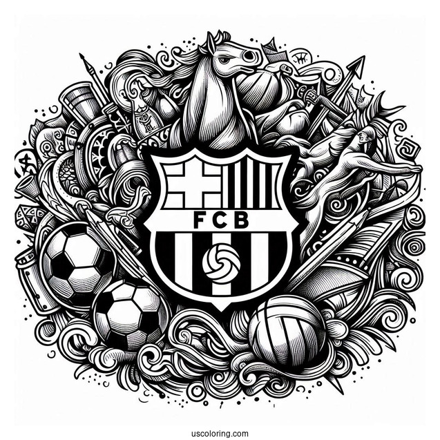 FC Barcelona Logo To Color