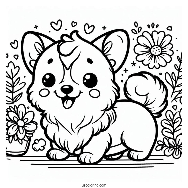 Cute Corgi Coloring Sheet For Preschoolers