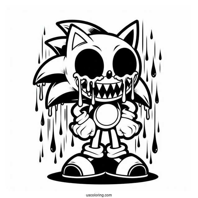 Scary Sonic Exe Coloring Page In Front Of Crying Tails