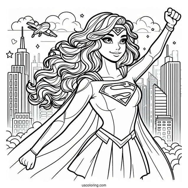 Easy Supergirl Coloring Page For Kids