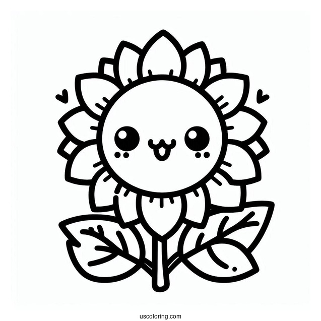 Kawaii Sunflower Coloring Page