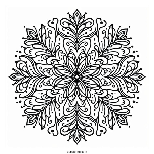 Elegant Snowflake Coloring Page Mandala