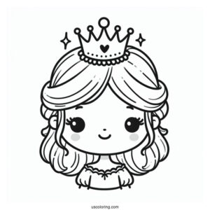 Cute Princess Wearing Simple Crown Coloring Sheet