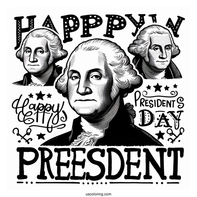 Happy President s Day Words With George Washington Portrait