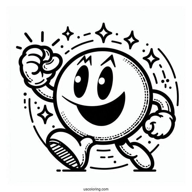 Pac-Man Coloring Page With Fist In The Air