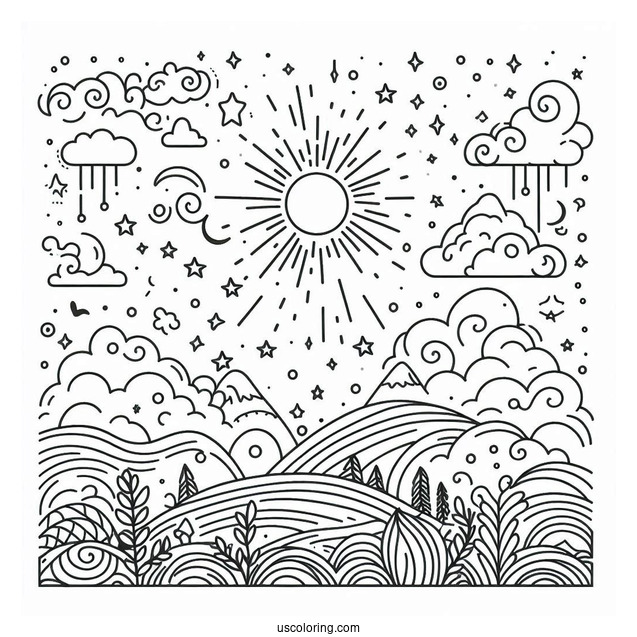 Simple Sprunki Coloring Page Sky Outline For Preschoolers