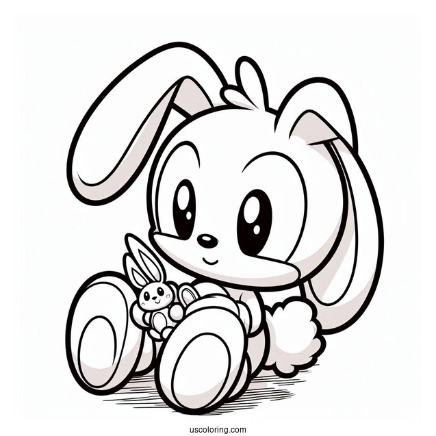 Cream the Rabbit Holding Toy Coloring In