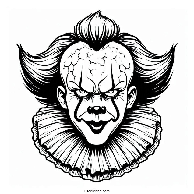 Scary Pennywise Coloring Page Of Face For Kids