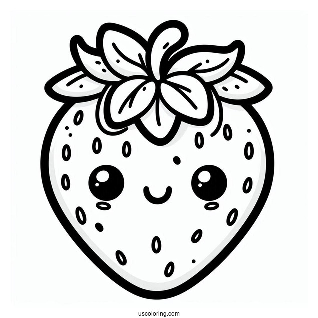 Smiling Cartoon Strawberry Coloring Page
