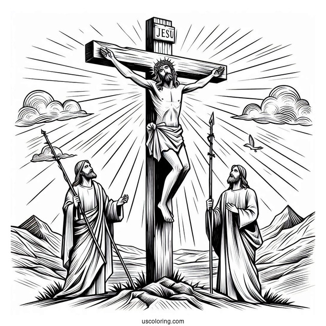 Jesus On The Cross Coloring Page For Sunday School