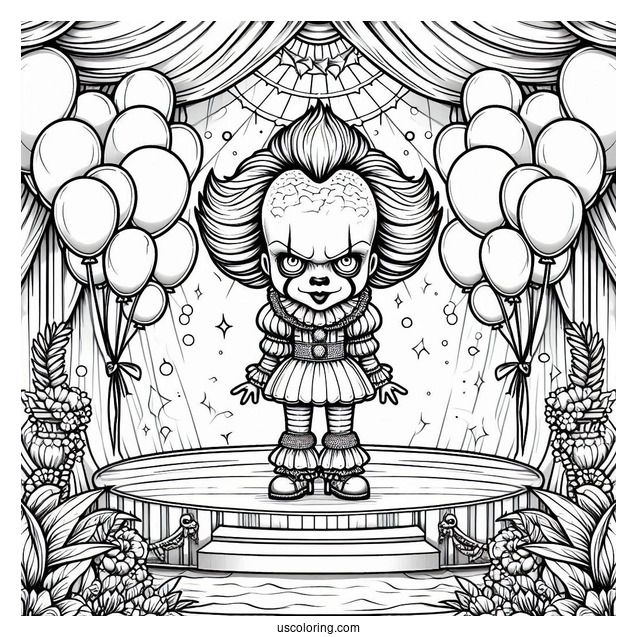 Pennywise On A Stage Surrounded By Balloons