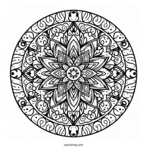 Pizza Mandala Coloring Page
