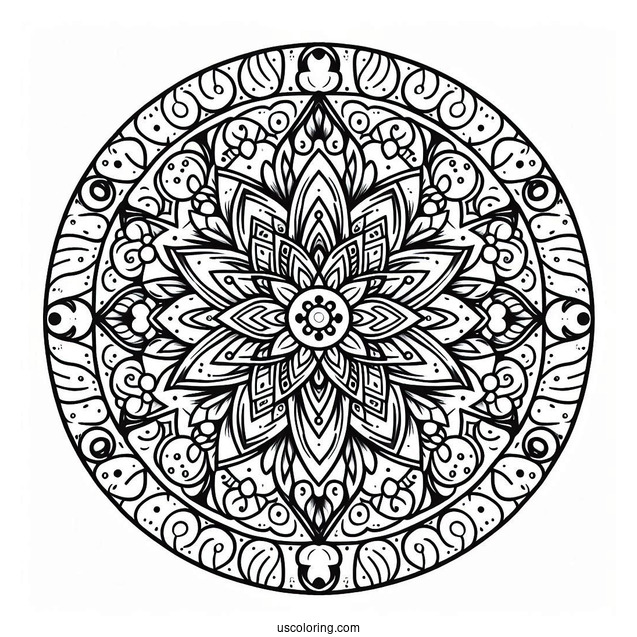 Pizza Mandala Coloring Page