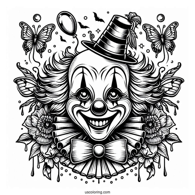Halloween Clown with Scary Smile to Color