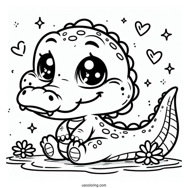 Cute Baby Cartoon Crocodile