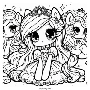 Kawaii Chibi Rarity Coloring Page For Preschoolers