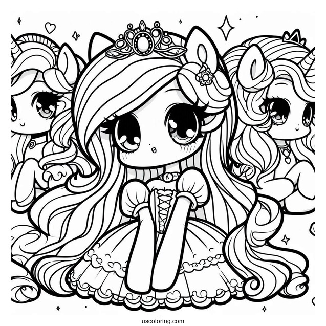 Kawaii Chibi Rarity Coloring Page For Preschoolers
