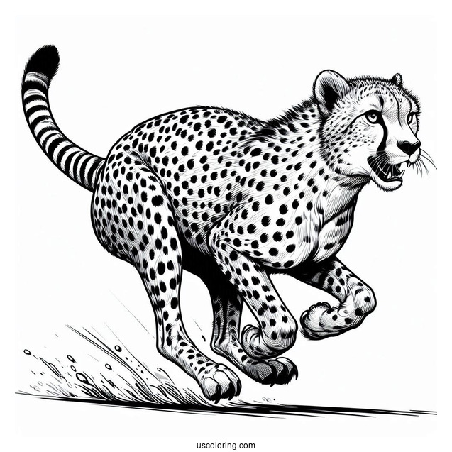 Realistic Cheetah Coloring Page In Mid Run