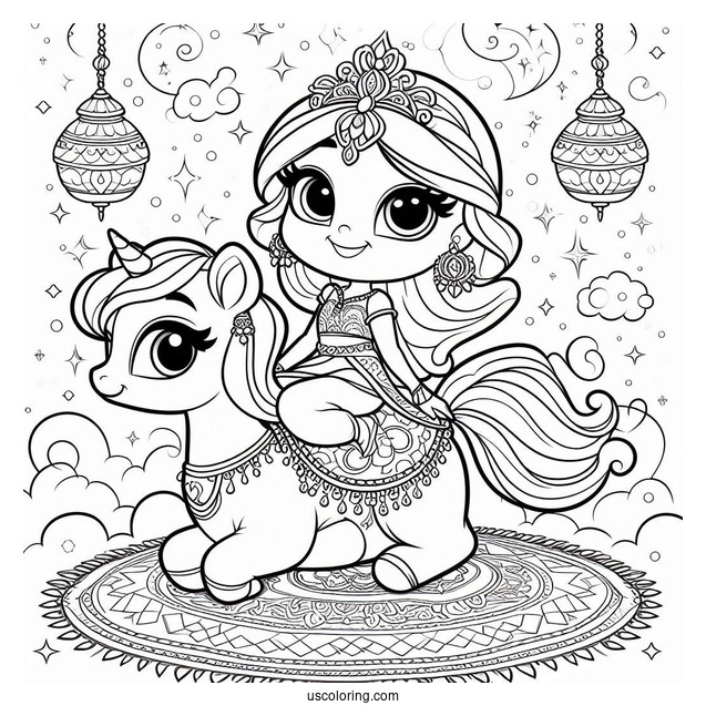 Shimmer And Shine Coloring Page Tahal, And Nala Riding A Magic Carpet