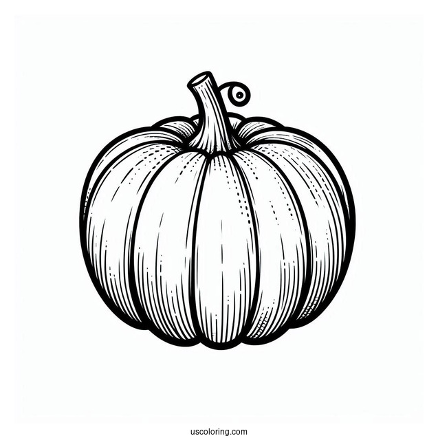 Small Simple Pumpkin Coloring Page Template