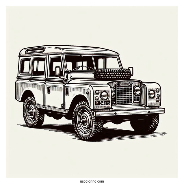 Vintage Land Rover 4X4 Car Coloring Page