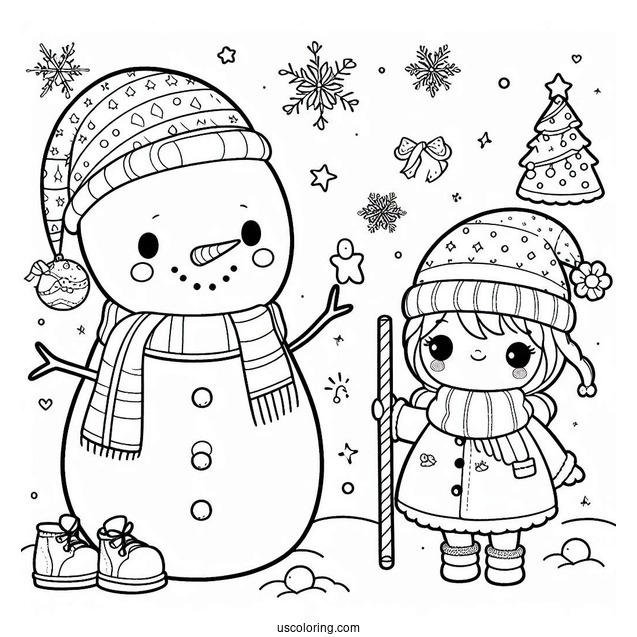 Merry Christmas Snowman Coloring Sheet For Kids