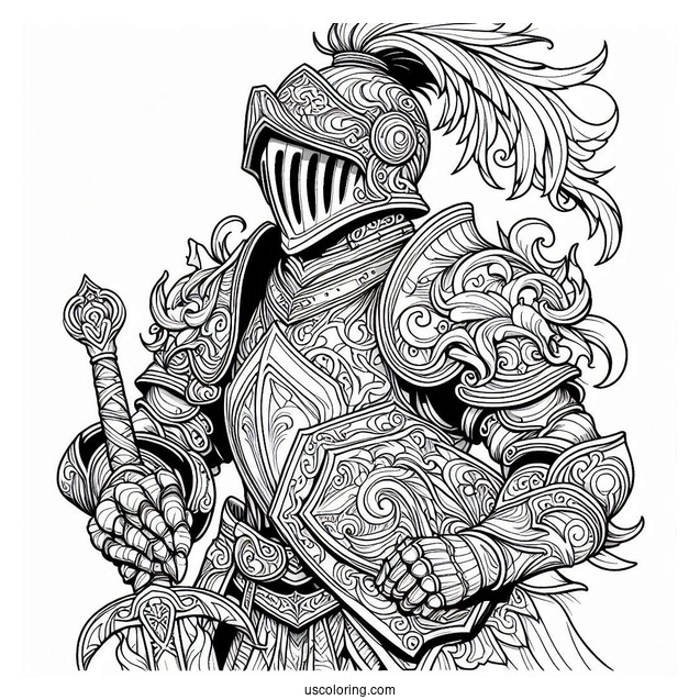 Knight With Intricately Detailed Armor Coloring In