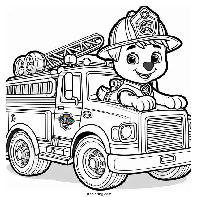 Coloring Page Of Marshall With Fire Truck