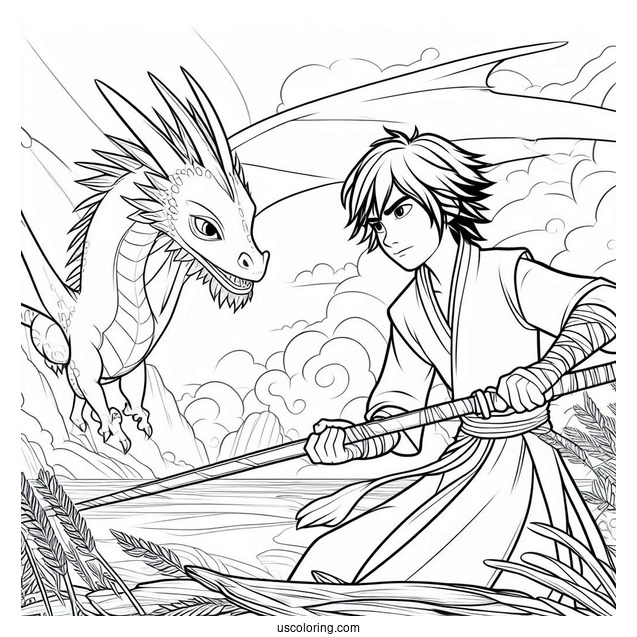 Raya And The Last Dragon Coloring Page Getting Ready To Fight With Sisu