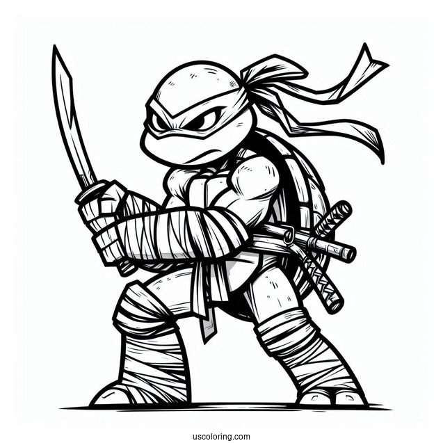 Cartoon Teenage Mutant Ninja Turtles Coloring Page