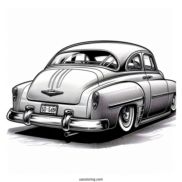 1949 Chevy Fleetline Lowrider Coloring Page Rear View