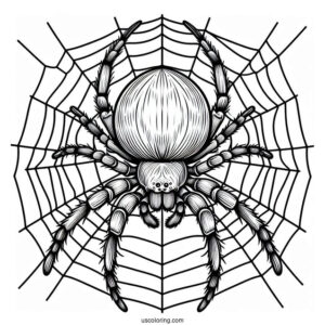Big Spider On Web Coloring Page