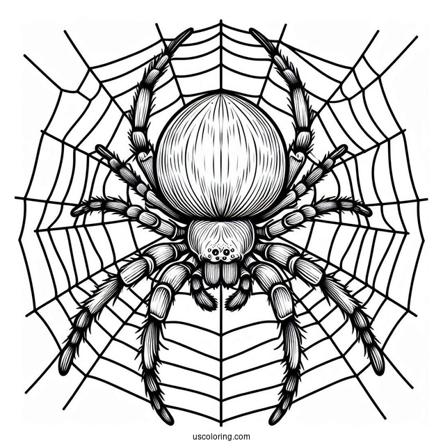 Big Spider On Web Coloring Page