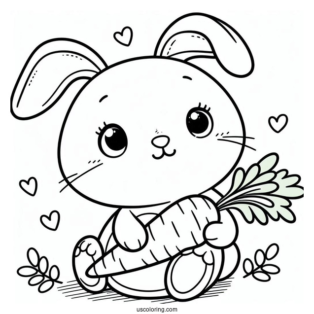Petter Rabbit Holding Carrot Coloring Page