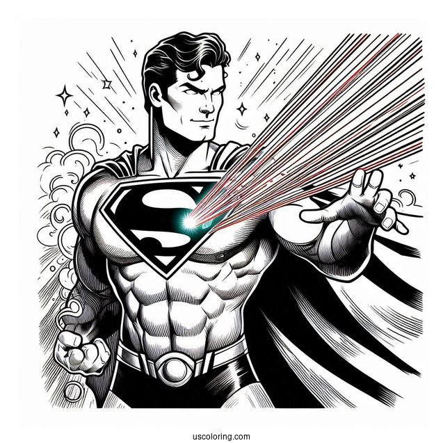 Superman With Laser Beams Coloring Page
