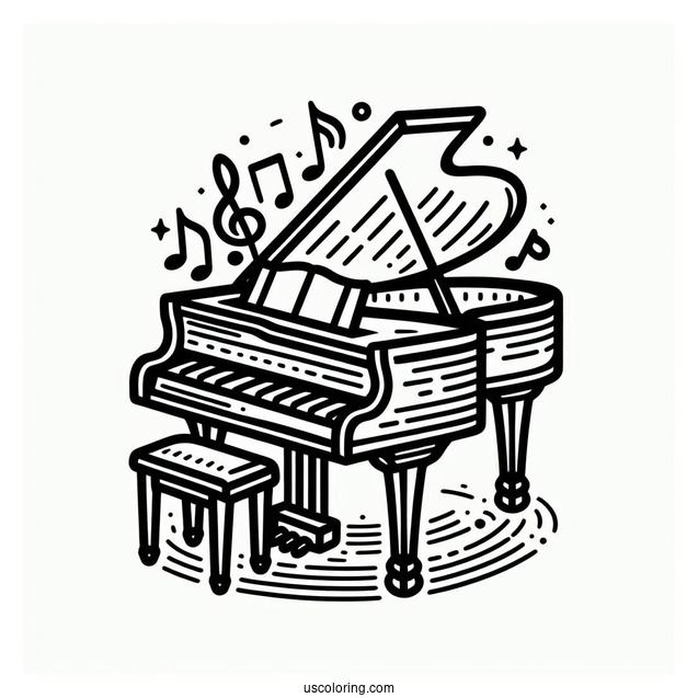 Music Coloring Page Of Easy Grand Piano Outline
