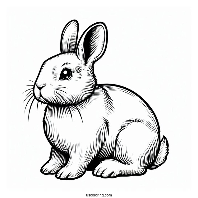 Simple Outline Of Realistic Rabbit