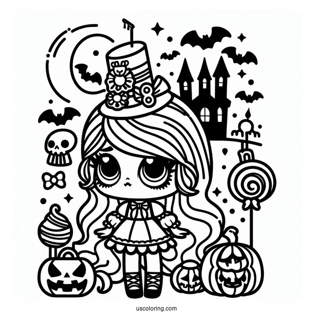 Coloring Sheet Of Halloween Themed LOL Surprise