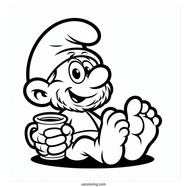 Easy Outline Of Hefty Smurf Coloring Page For Kids