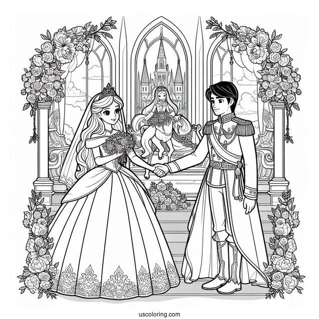 Princess Coloring Page Of Prince Philip And Aurora Wedding Day
