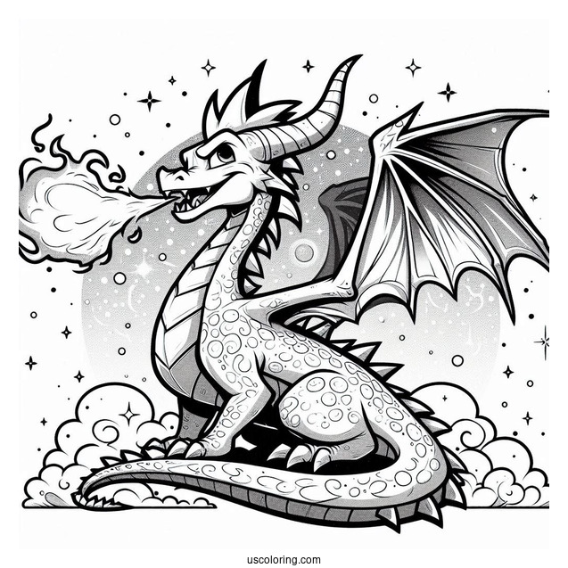 Sypro Coloring Page Massive Ignitus Dragon Breathing Out Fire