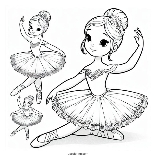 Ballerina Doing a Curtsy To Color