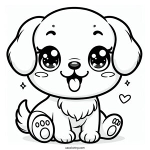 Adorable Puppy With Tongue Out Coloring Page For Preschoolers