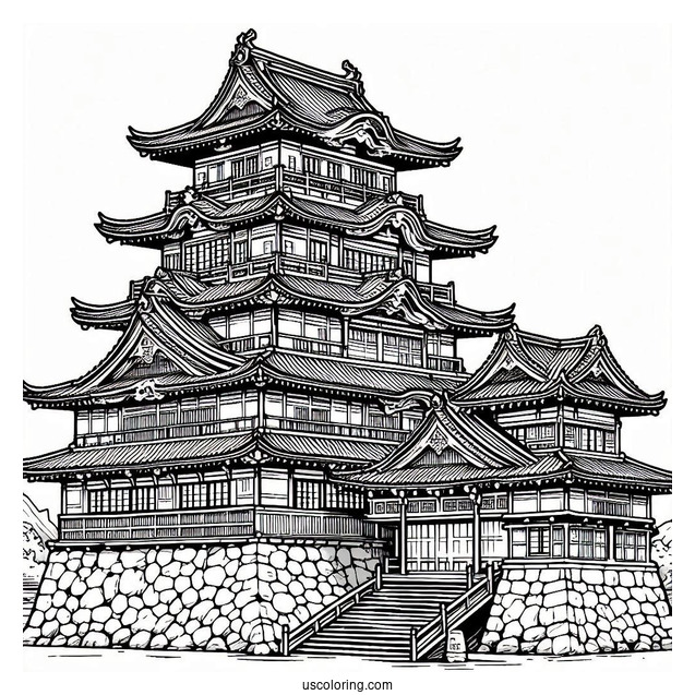 Japanese Castle Coloring Page