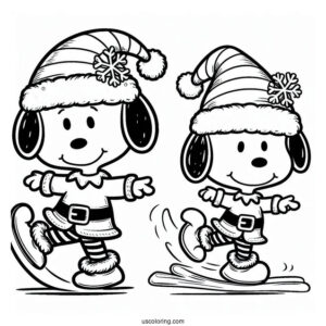 Snoopy Elf Coloring Sheet