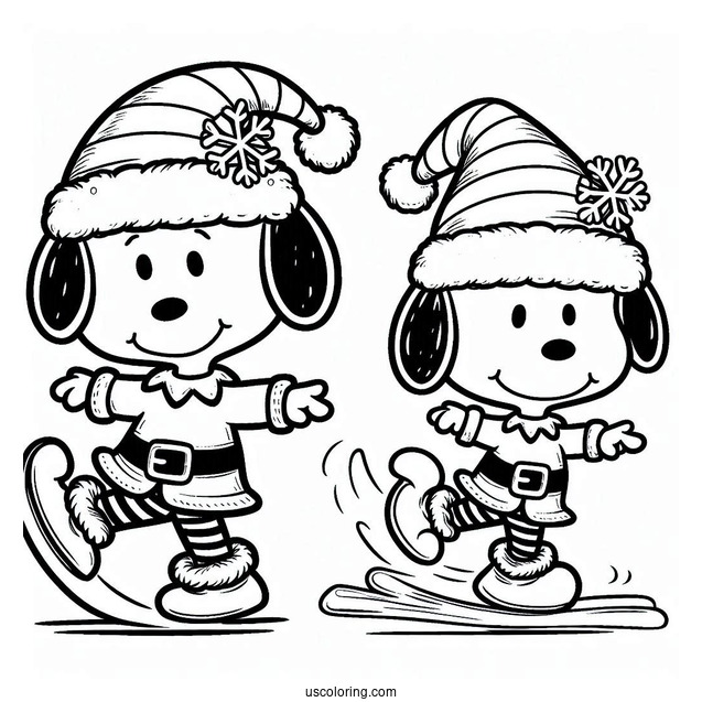 Snoopy Elf Coloring Sheet